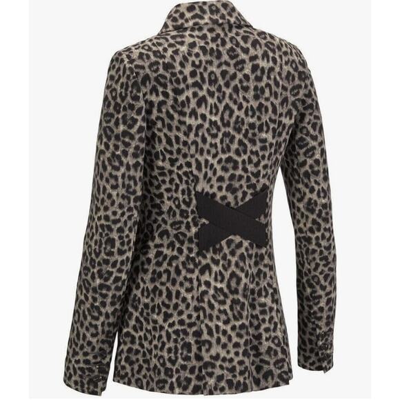 Cabi 3373 Jungle Jacket Animal Print Blazer Leopard 10 Tan Black Stretch Pockets - Picture 3 of 7
